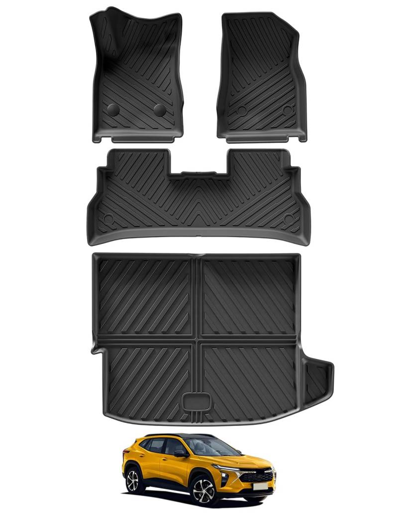 SMABEE Fußmatten & Cargo Liner Kompatibel mit 2024 Chevrolet Trax TPE Allwetter 2 Reihen Bodeneinlagen Kofferraum Cargo Liner Heavy Duty Full Set Innenzubehör Schwarz von smabee