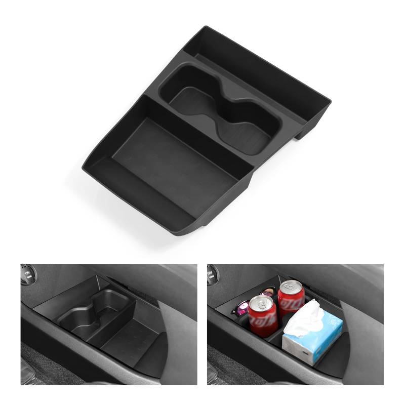 smabee Mittelkonsole Untere Aufbewahrungsbox Passend für 2024 2025 Hyundai Santa Fe Mittelkonsole Unterer Raum Organizer Tray TPE Organizer Ordentlich Auto Innenraum Zubehör Schwarz von smabee