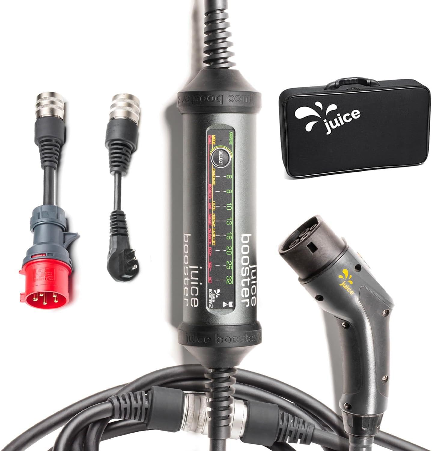 Juice Booster 2 Basic Set IT, Mobile Wallbox 22kW Installationsfrei, Ladegerät für BEV mit Typ 2 Ladekabel E Auto, Leicht & Flexibel, IP67 Wasserdicht, Inkl. Adapter CEE32 Rot 3-Phasig + Typ L (IT) Juice Booster 2 Basic Set IT, Mobile Wallbox 22kW Installationsfrei, Ladegerät für BEV mit Typ 2 Ladekabel E Auto, Leicht & Flexibel, IP67 Wasserdicht, Inkl. Adapter CEE32 Rot 3-Phasig + Typ L (IT) von smart Juice