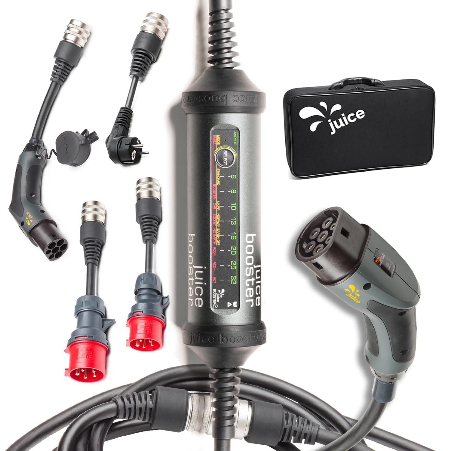 Juice Booster 2 - Mobile Ladestation 22 kW, Schweizer Design, Adapter für alle Steckdosen, Typ 2 Ladekabel, automatische Adaptererkennung, wetterfest & robust Juice Booster 2 - Mobile Ladestation 22 kW, Schweizer Design, Adapter für alle Steckdosen, Typ 2 Ladekabel, automatische Adaptererkennung, wetterfest & robust von smart Juice