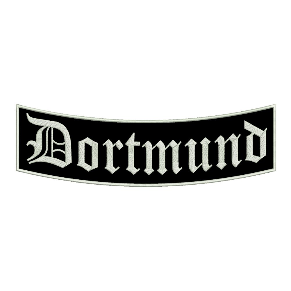 Wolfszeit Aufnäher Dortmund - EIN unterer Bogen B1 mit ca.35x11cm - Stadtname - Städtepatch Wolfszeit Aufnäher Dortmund - EIN unterer Bogen B1 mit ca.35x11cm - Stadtname - Städtepatch von Wolfszeit