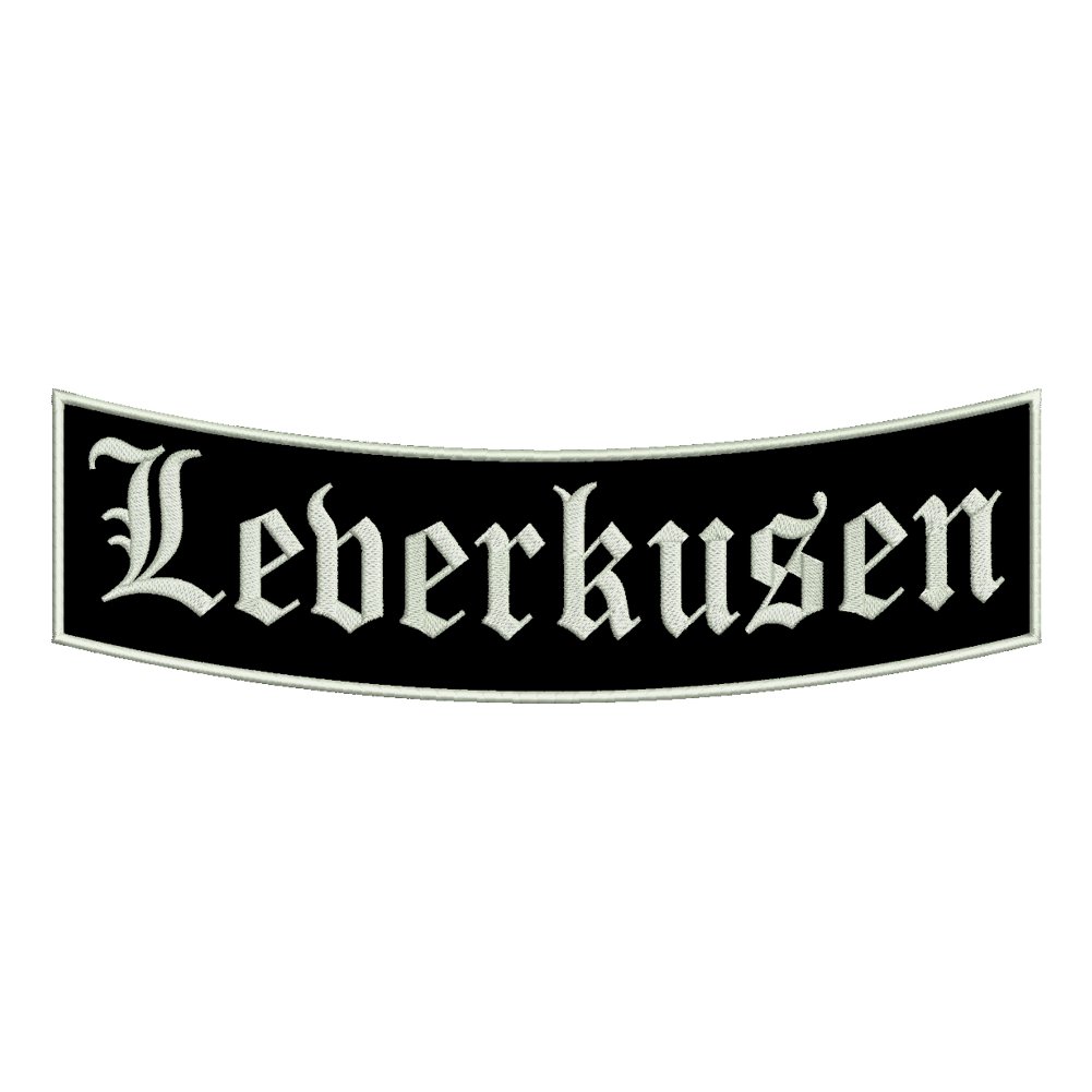 Wolfszeit Aufnäher Leverkusen - EIN unterer Bogen B1 mit ca.35x11cm - Stadtname - Städtepatch Wolfszeit Aufnäher Leverkusen - EIN unterer Bogen B1 mit ca.35x11cm - Stadtname - Städtepatch von Wolfszeit