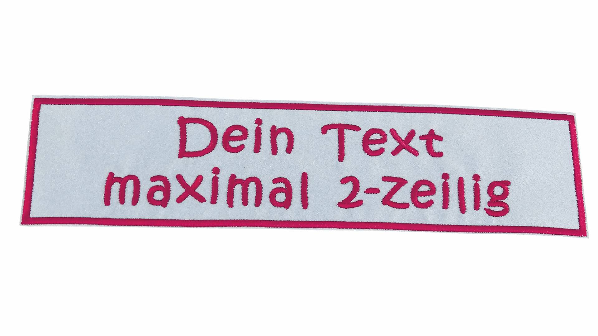 Reflektierender rechteckiger Aufnäher Rec1 mit Reflektorstoff - für Deinen Wunschtext - viele Farben und Größen zur Auswahl - 25x6cm Reflektierender rechteckiger Aufnäher Rec1 mit Reflektorstoff - für Deinen Wunschtext - viele Farben und Größen zur Auswahl - 25x6cm von Wolfszeit
