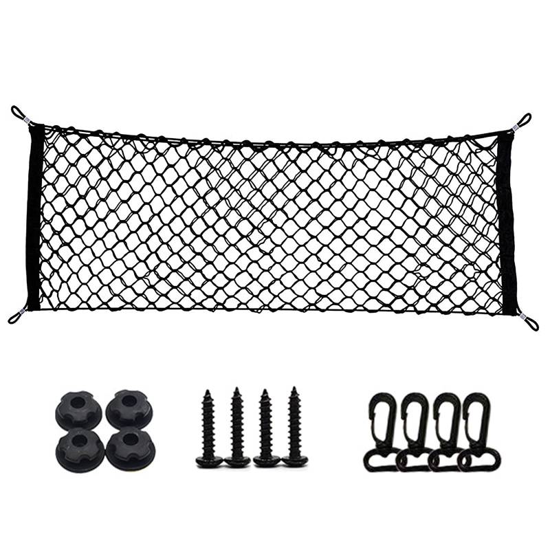 smtfcty Kofferraum Netz Auto Gepäcknetz 110 x 40cm Kofferraum Netz Organizer für Auto SUV, Elastisch Nylon Kofferraumnetz Schutznetz mit 4 Haken, von smtfcty