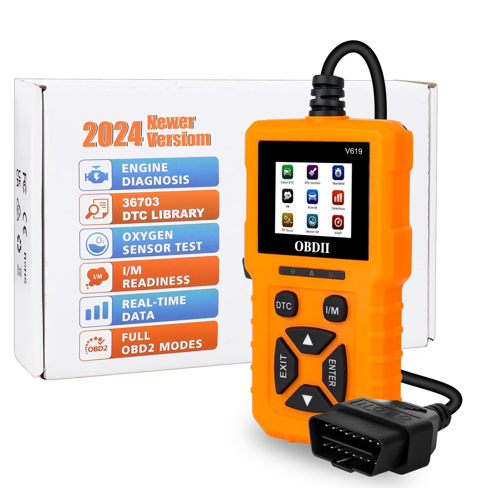 smtfcty Auto OBD2 Diagnosegerät Diagnose Auto Adapter,OBD2 Scanner Launch Diagnosegerät Werkzeuge Fehlerspeicher Auslesen KFZ Auslesegerät fehlerauslesegerät kfz alle Autos, Orange von smtfcty