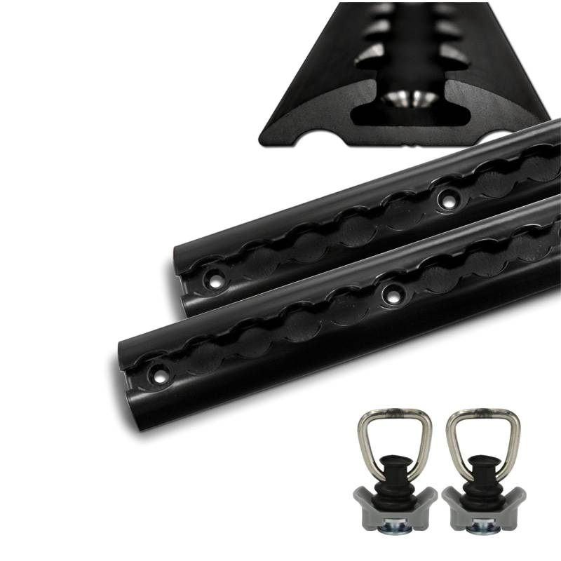 Airlineschienen schwarz aus Aluminium halbrund Airlineschiene pulverbeschichtet zur Ladungssicherung für PKW, LKW, Anhänger, Wohnmobile usw. - Zurrschiene - Zurrleiste (2x 0,5 Meter 2 Fittinge) von solidpro