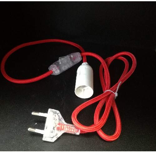 E14 Lampen Fassung mit Kabel Schalter und Stecker Textil rot Kabellänge 150 cm E14 Lampen Fassung mit Kabel Schalter und Stecker Textil rot Kabellänge 150 cm von sompex