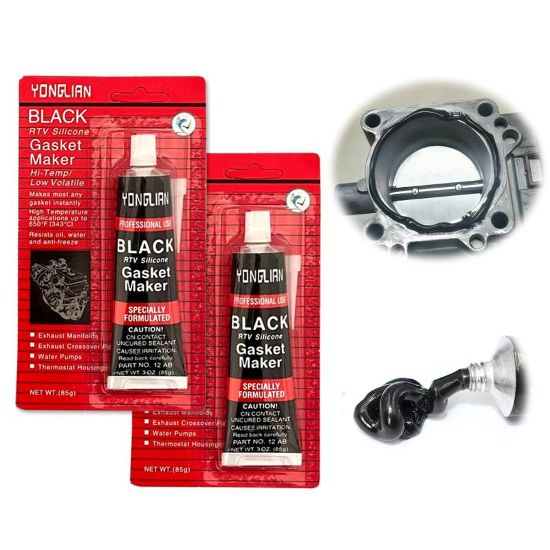 2x85g Dichtmasse Motor, Auspuff Dichtmasse, Zylinderkopfdichtung Dichtmittel, Dichtsilikon Dichtungsmasse, Kühlerdichtmittel,Getriebe Motor Dichtung Ölwanne für Autos Motorräder Reparatur (Schwarz) von songyea