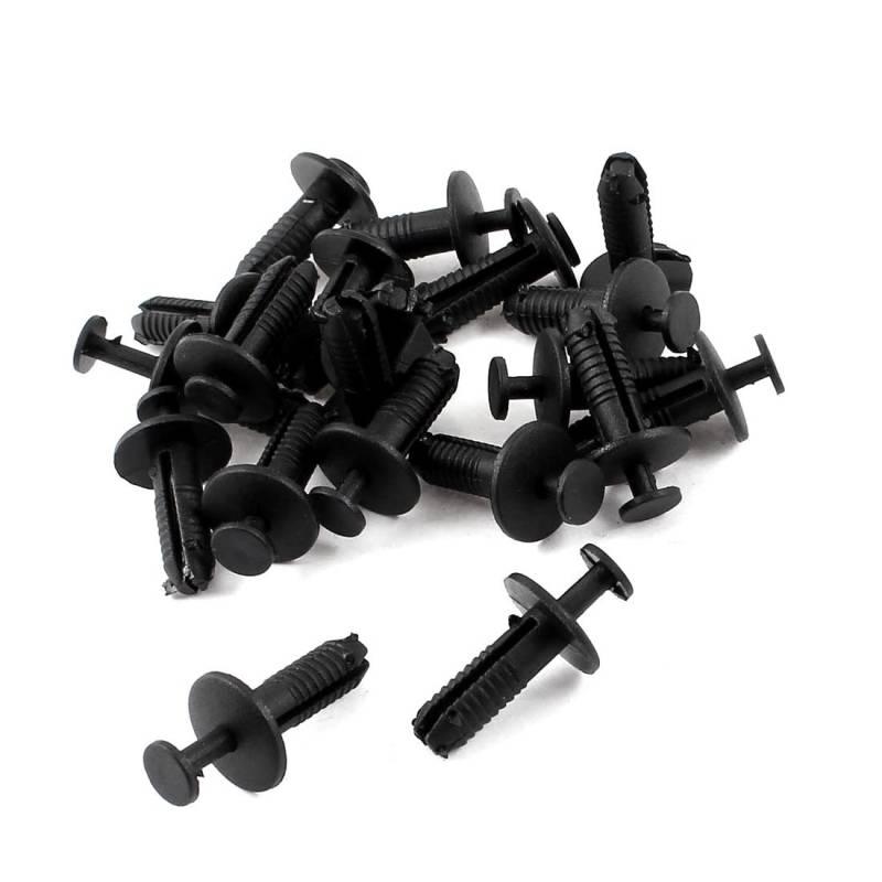 sourcing map 20 stücke 6,5 mm Loch Kunststoff Push Rivet Panel Befestigungen Clips Schwarz für Auto Fahrzeug von uxcell