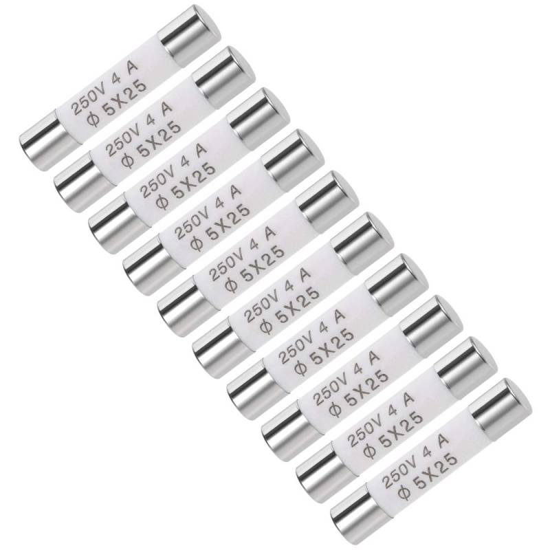 sourcing map 10 STK. Patronensicherung 4A 250V Schnell Auto Alarm Verstärker Keramik 5x25mm von sourcing map