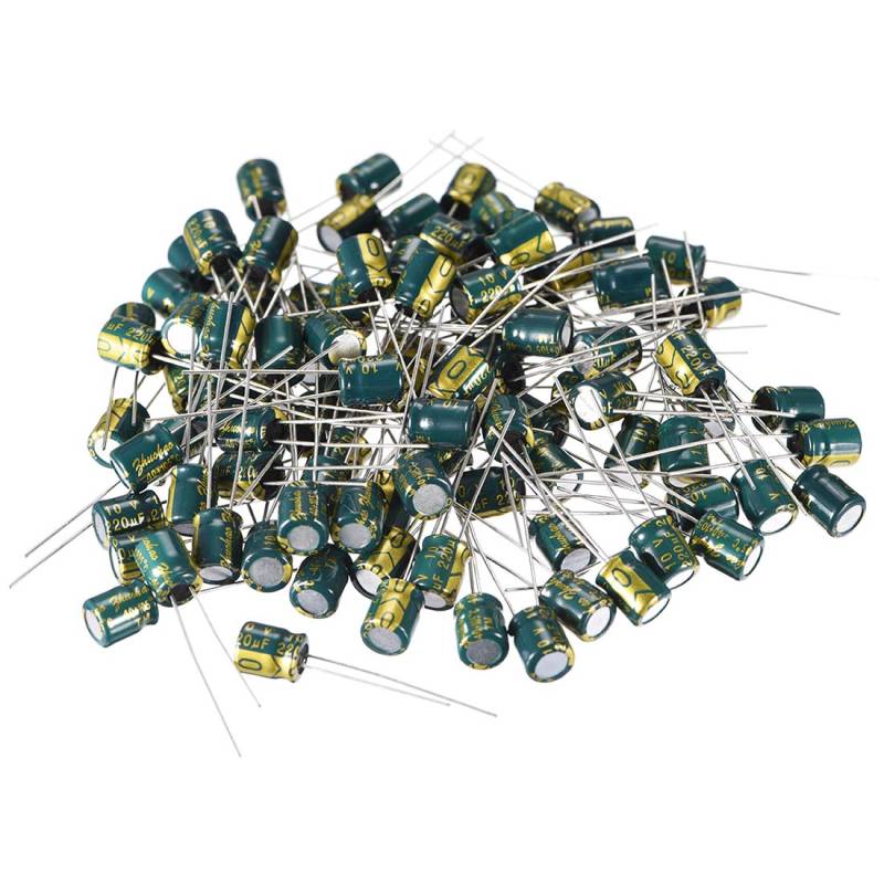 sourcing map 100stk Aluminium Radial Elektrolytkondensator Low ESR 220UF 10V 6x8mm de von sourcing map