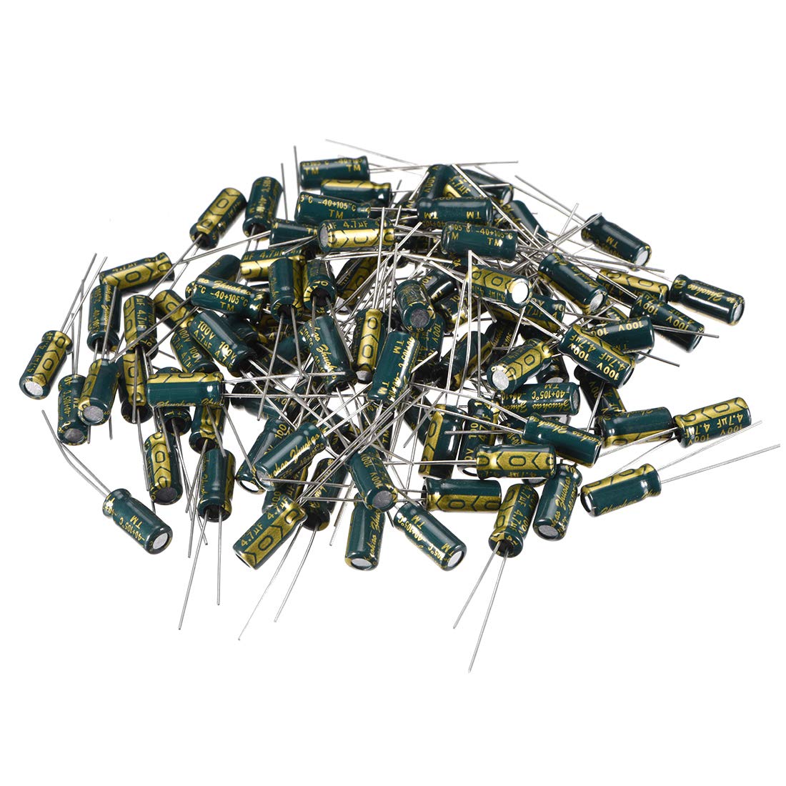 sourcing map 100stk. Elektrolytischer Aluminium-Radialkondensator ESR 4.7uF 100V 5x11mm Grün de sourcing map 100stk. Elektrolytischer Aluminium-Radialkondensator ESR 4.7uF 100V 5x11mm Grün de von sourcing map
