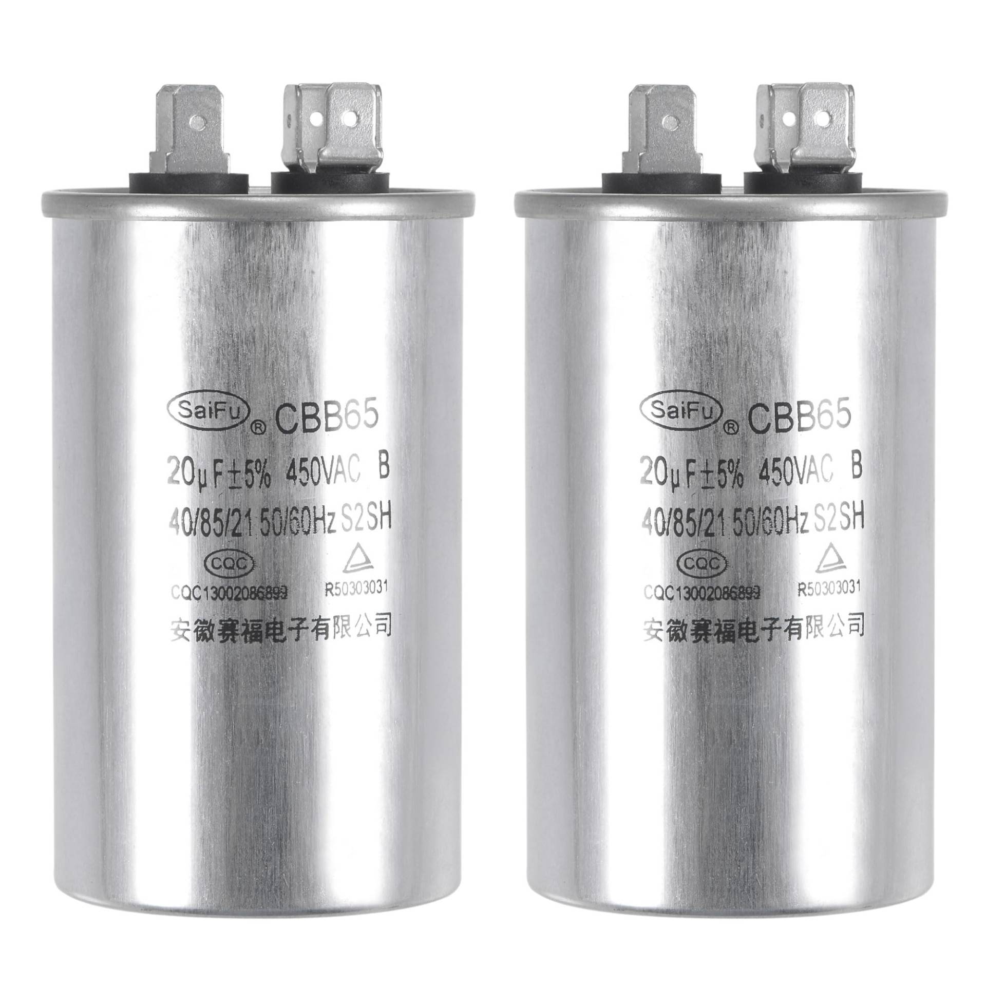 sourcing map 2 Stück Motorkondensator CBB65 20uF 20mfd 450V AC 40/85/21 Aluminiumgehäuse mit Terminal für Klimaanlage Kompressor sourcing map 2 Stück Motorkondensator CBB65 20uF 20mfd 450V AC 40/85/21 Aluminiumgehäuse mit Terminal für Klimaanlage Kompressor von sourcing map