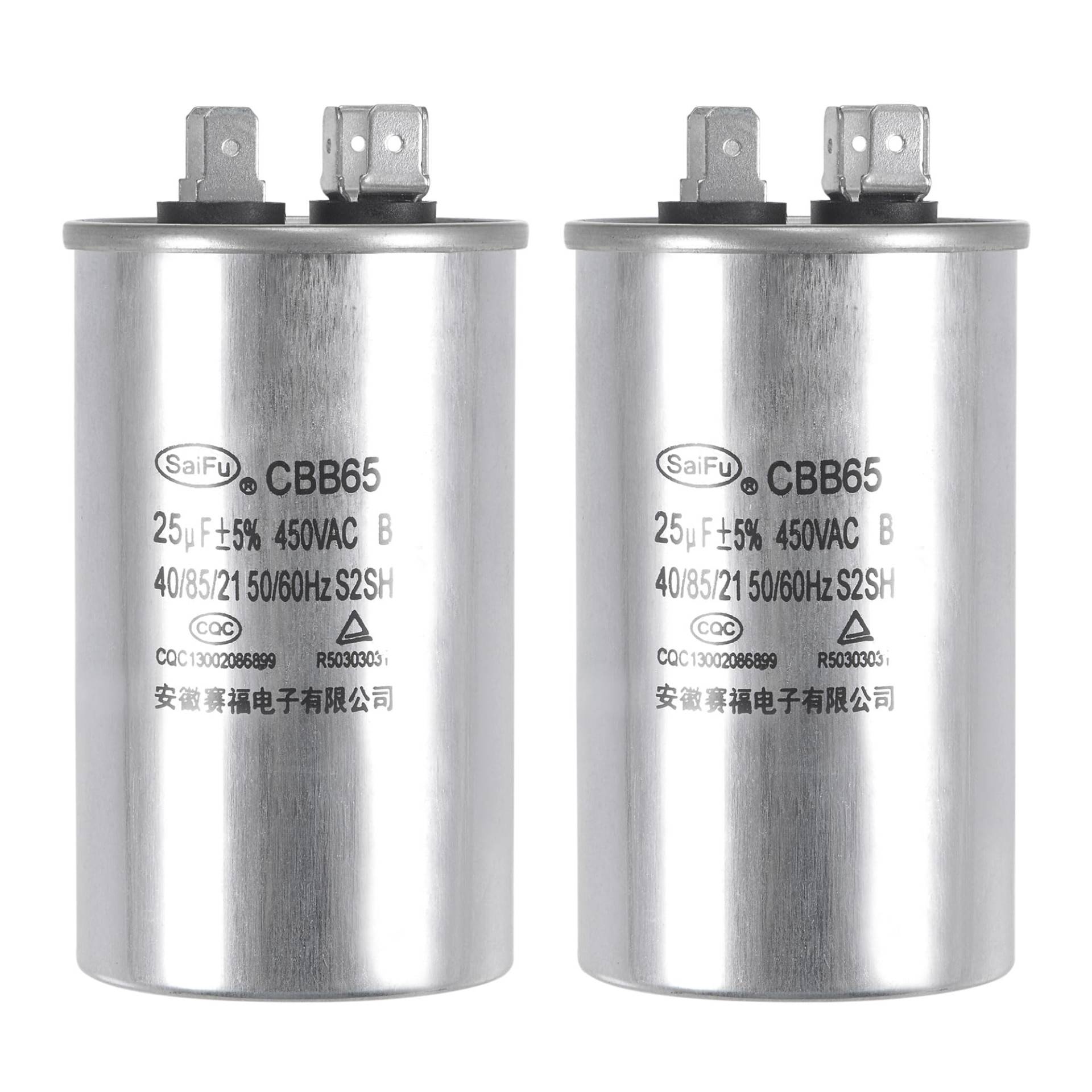 sourcing map 2 Stücke AnlaufKondensator CBB65 25uF 25mfd 450V AC 40/85/21 Aluminiumgehäuse mit Klemme für Kompressor Wärmepumpe Kondensator sourcing map 2 Stücke AnlaufKondensator CBB65 25uF 25mfd 450V AC 40/85/21 Aluminiumgehäuse mit Klemme für Kompressor Wärmepumpe Kondensator von sourcing map