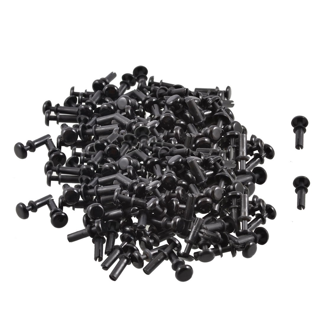 sourcing map 200 Stück 3.0mm OD schwarz Nylon Spreiznieten Stoßstange Befestigung Clip R3090 von uxcell