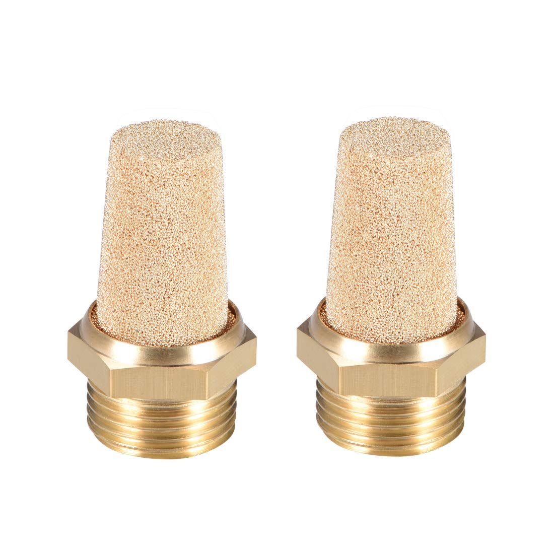 sourcing map 2Stk. Messing Auspuff Schalldämpfer G3/8 Stecker Gewinde Bronze Messinggehäuse von sourcing map