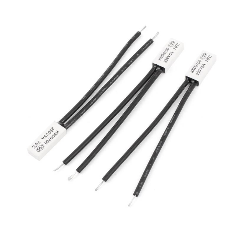 sourcing map 3 Stück Temperaturschalter Temperaturregler Öffner KSD9700 AC 250V 5A 70 Celsius NC Bimetall von uxcell