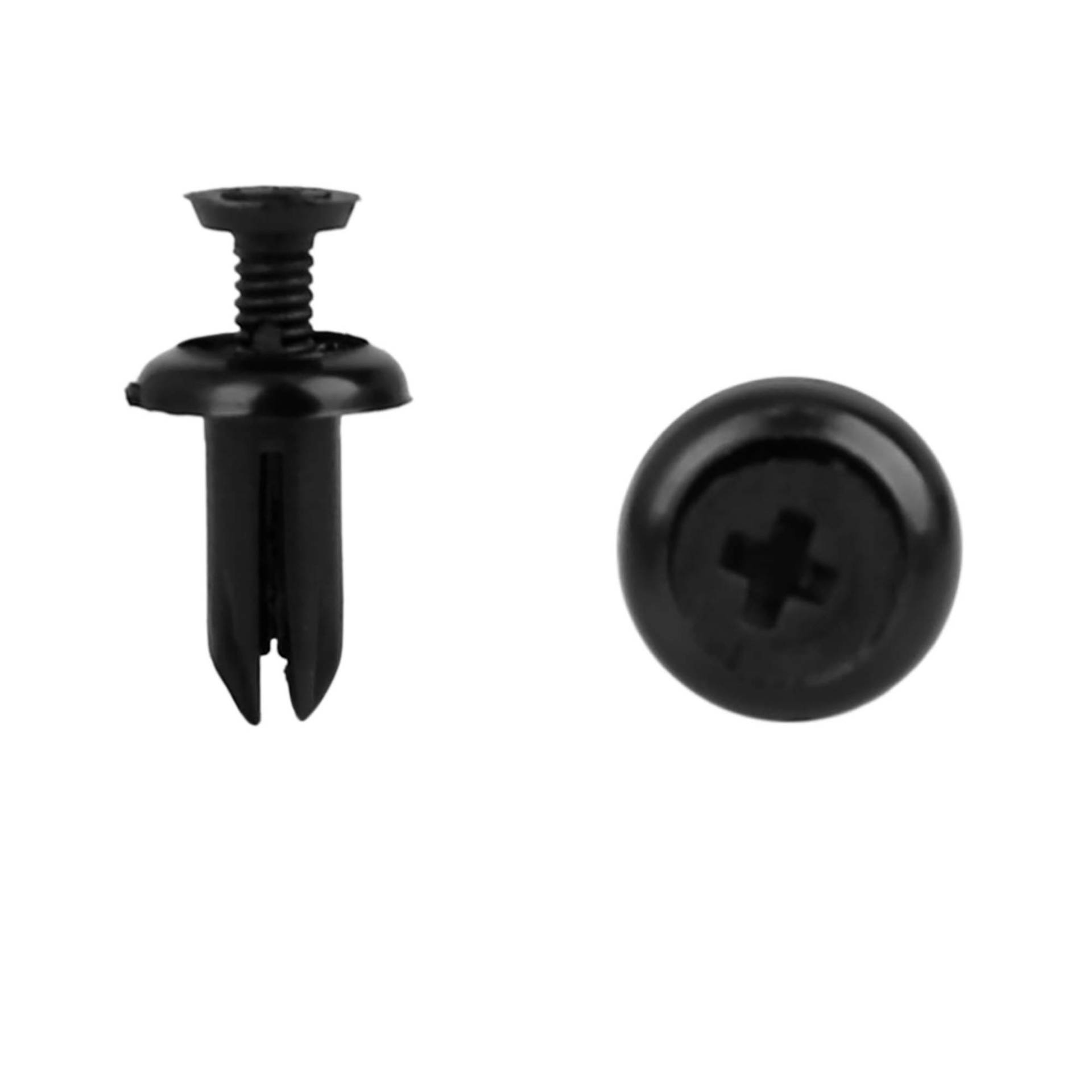 sourcing map 30 Stücke 5 mm Schwarze Kunststoffnieten Push Type Panel Retainer Fastener Clip für Auto von sourcing map