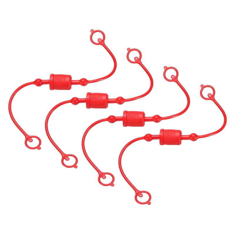 sourcing map 4 Sets 1/4-Zoll-Hydraulikschlauch-Staubkappe und Stopfen-Set, ISO-B Staubkappe und Buchsensteckerabdeckung, Schnelltrennung, Luftkupplungsabdeckung, Anschlussstecker mit Haltering, Rot von sourcing map