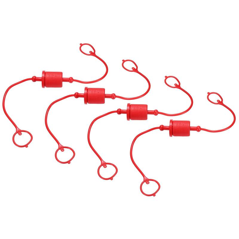 sourcing map 4 Sets 3/4-Zoll-Hydraulikschlauch-Staubkappe und -stecker-Set, ISO-5675 Staubkappe und Buchsensteckerabdeckung, Schnelltrennung, Luftkupplungsabdeckung, Anschlussstecker mit Haltering von sourcing map