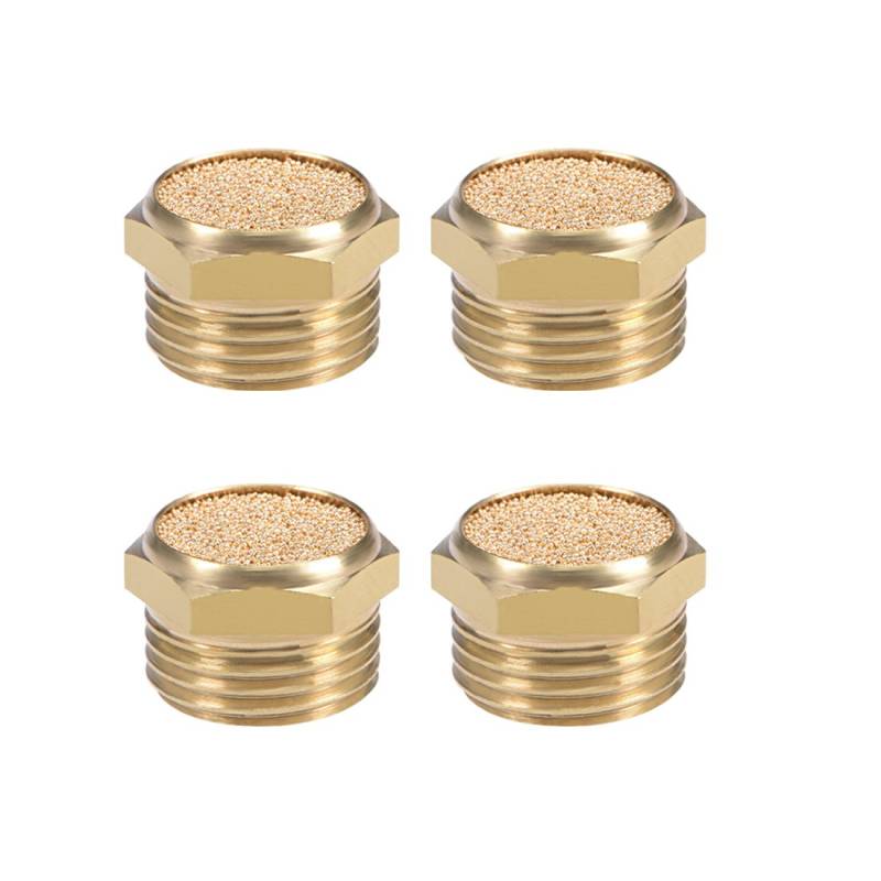sourcing map 4 Stück 1/2 PT Sinterbronze Auspuff Schalldämpfer mit Messinggehäuse DE de von sourcing map