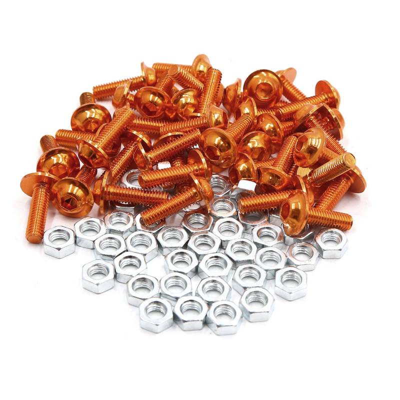 sourcing map 40 Stück Motorrad Schrauben Muttern M6 Aluminiumlegierung Schrauben Mutter Ersatz Orange von sourcing map