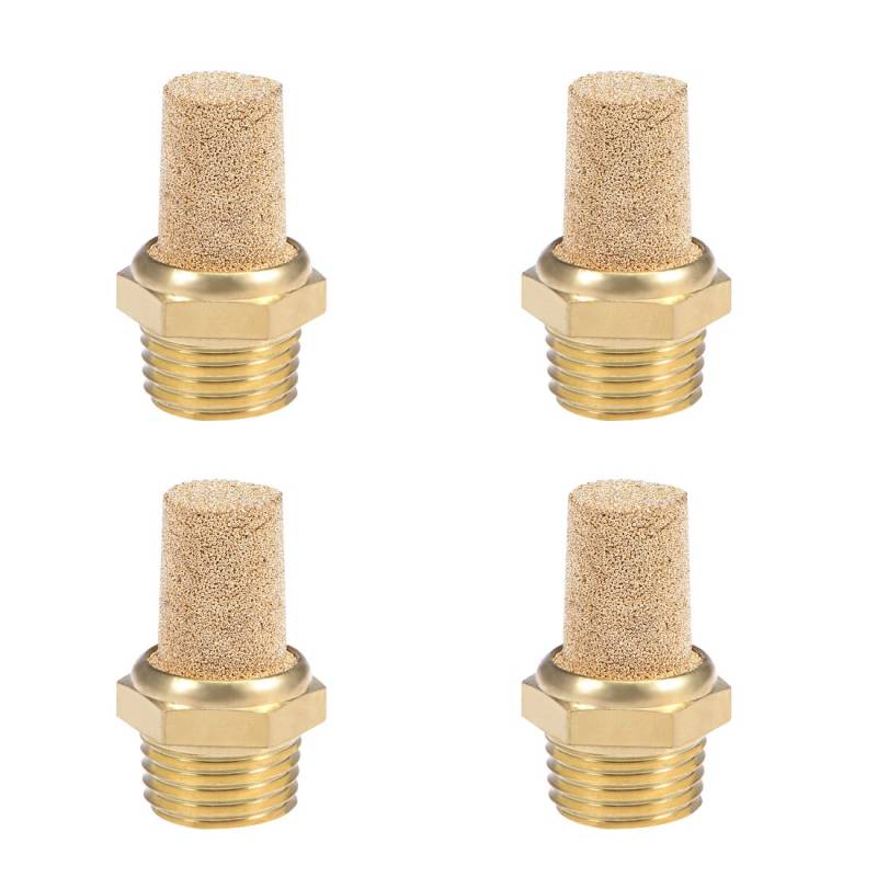 sourcing map 4Stück 1/4PT Sinterbronze Auspuff Schalldämpfer mit Messingkörper hervorstehend DE de von sourcing map