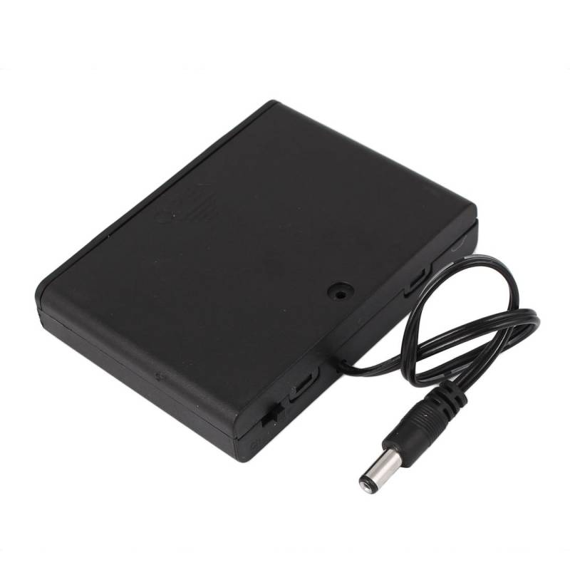 sourcing map 9V Netzteil 6 x AA Batterie Geschalteter Halter Beiliegende Box 2,1mm DC Stecker Kabelanschluss von sourcing map