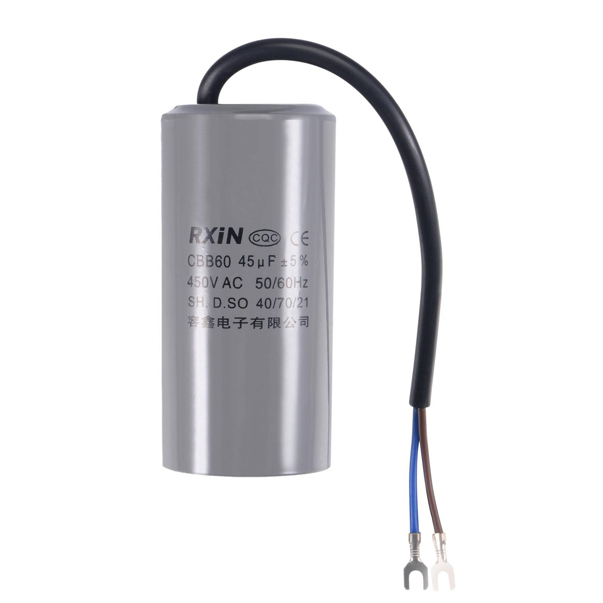 sourcing map CBB60 Lauf Kondensator mit Terminal M8 Studin Polypropylenfilm Für Luftkompressor Wasserpumpenmotor 2 Drähte 45uF 450V Zylinder sourcing map CBB60 Lauf Kondensator mit Terminal M8 Studin Polypropylenfilm Für Luftkompressor Wasserpumpenmotor 2 Drähte 45uF 450V Zylinder von sourcing map