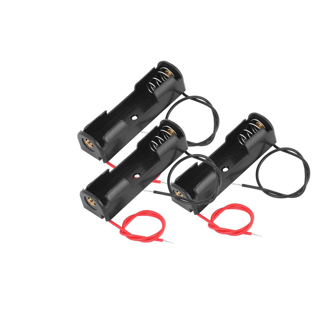 sourcing map Doppeldrähte Federklammer Schwarz Kunststoff Batteriefach Halter für 1,5 V AA Batterie 3 Stück von sourcing map