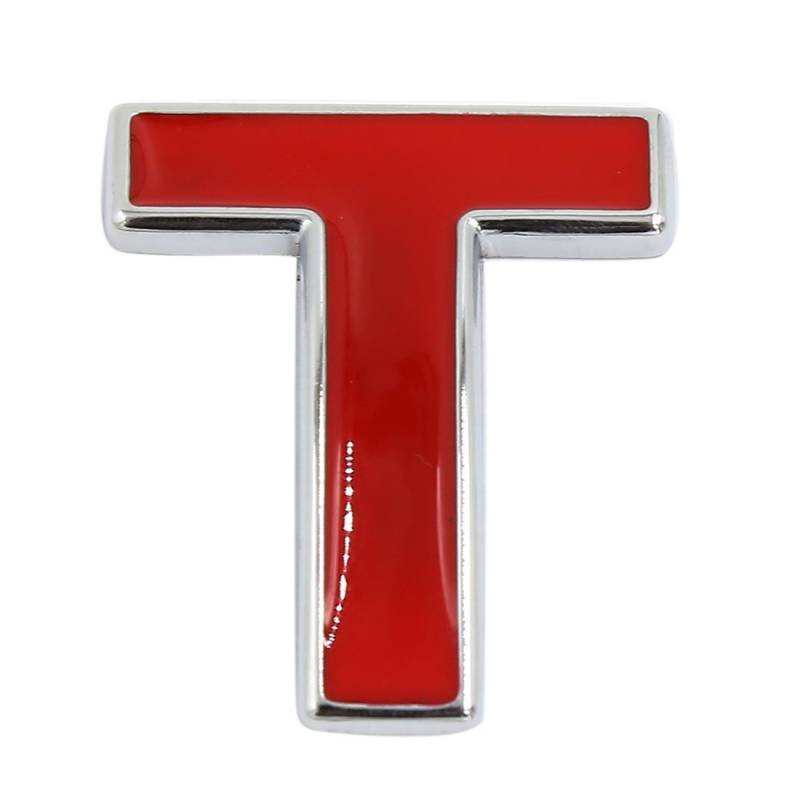 sourcing map Rot selbstklebend Car 3D Emblem Badge Aufkleber Buchstabe Chrom Symbol T de von sourcing map