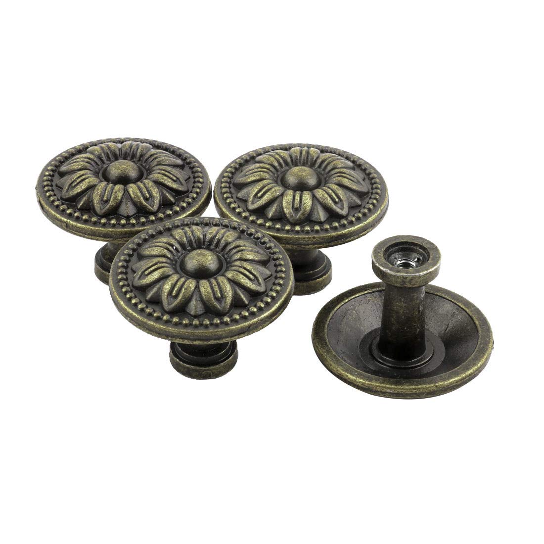 sourcing map Schrankknöpfe Metal Household Vintage Style Cupboard Door Handle Pull Knob Bronze Tone 4 Pcs von sourcing map