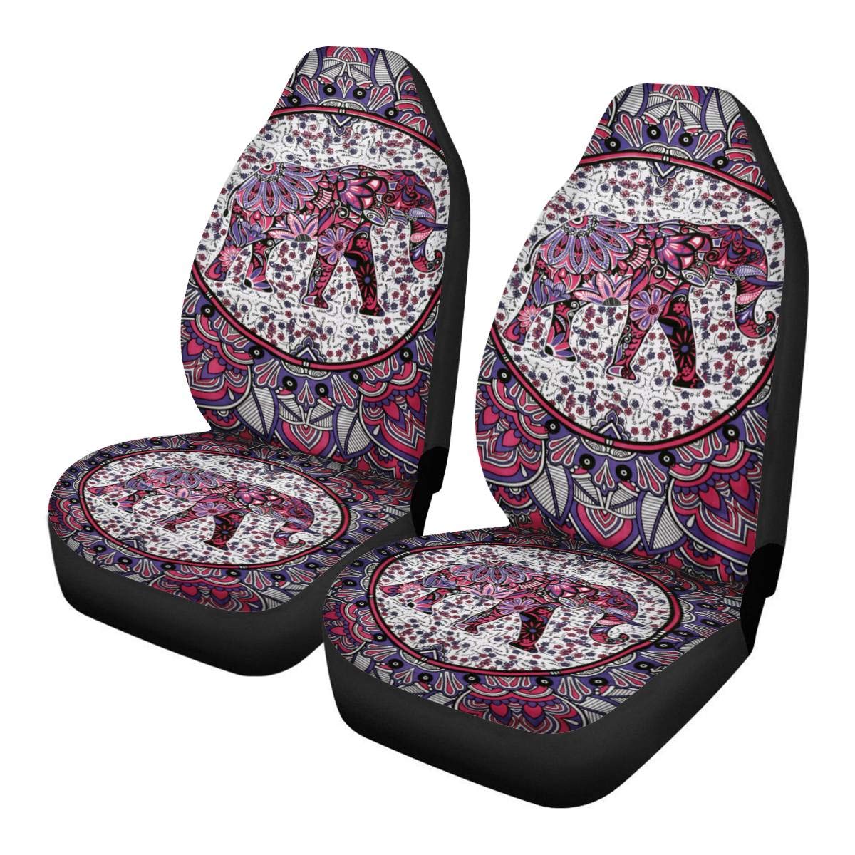 spArt Autositzbezug, Vorderschalensitz, universale Passform, 2 Stück, Mandala-Elefantenmuster im Boho-Stil von spArt