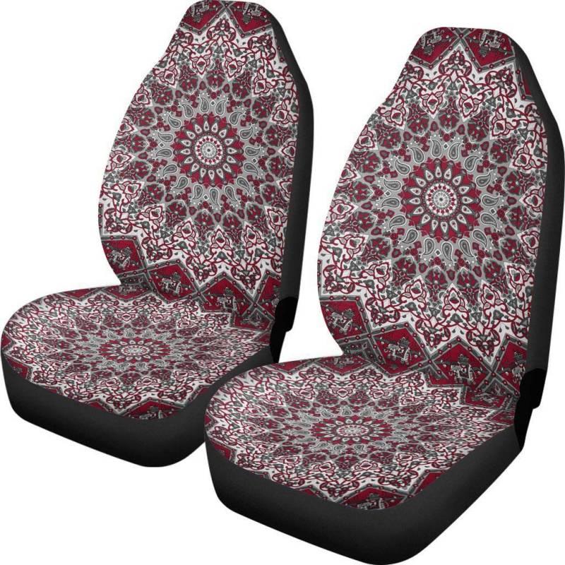 spArt Autositzbezug, Vordersitz, Set von 2 Sitzbezügen, passend für die meisten Autos, SUVs, Lieferwagen, Lkws, 2 Stück, Mandalamuster im Boho-Hippie-Stil von spArt