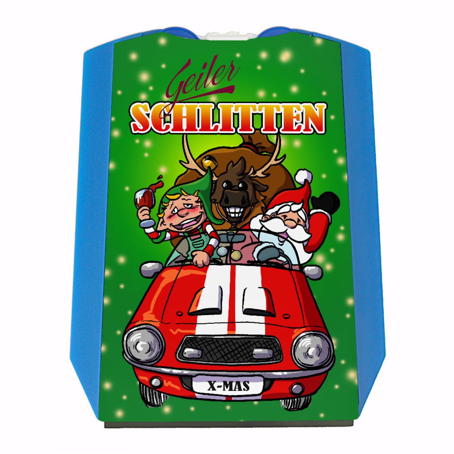 Geiler Schlitten - Rentier Weihnachtsmann und Elf Parkscheibe mit Eiskratzer als lustiges Geschenk für Freunde der Weihnachtszeit um auch im Auto weihnachtliche Stimmung zu von speecheese