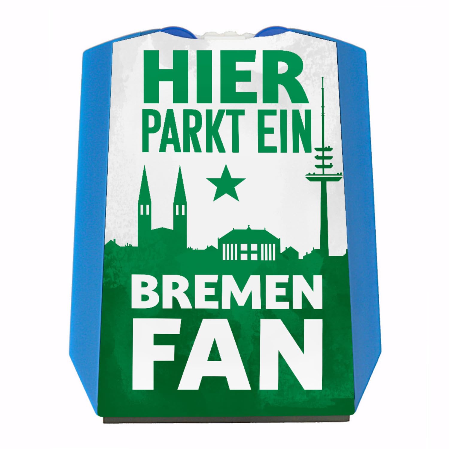 Hier parkt EIN Bremen Fan Parkscheibe in Grün Weiß Parkscheibe für Fans mit Stadtmotiv um die Liebe zur Stadt und dem Sport zu Zeigen von speecheese