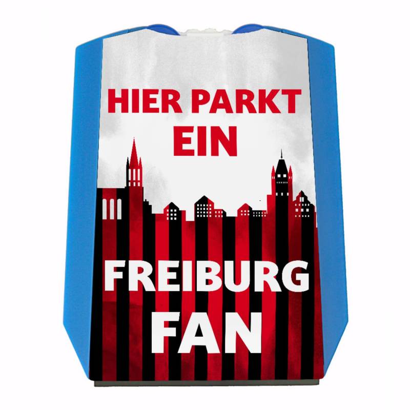 Hier parkt EIN Freiburg Fan Parkscheibe in Vereinsfarben mit Zwei Einkaufswagenchips als Geschenk für Fußballfans die ihren Verein über Alles lieben und überall verfolgen von speecheese