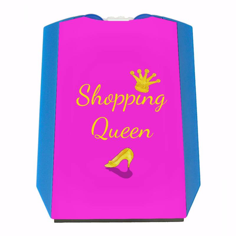 Shopping Queen Parkscheibe in rosa mit Krone und 2 Einkaufswagenchips als Geschenkidee zu Weihnachten oder zum Valentinstag für Frauen die Shoppen und Einkaufen lieben von speecheese