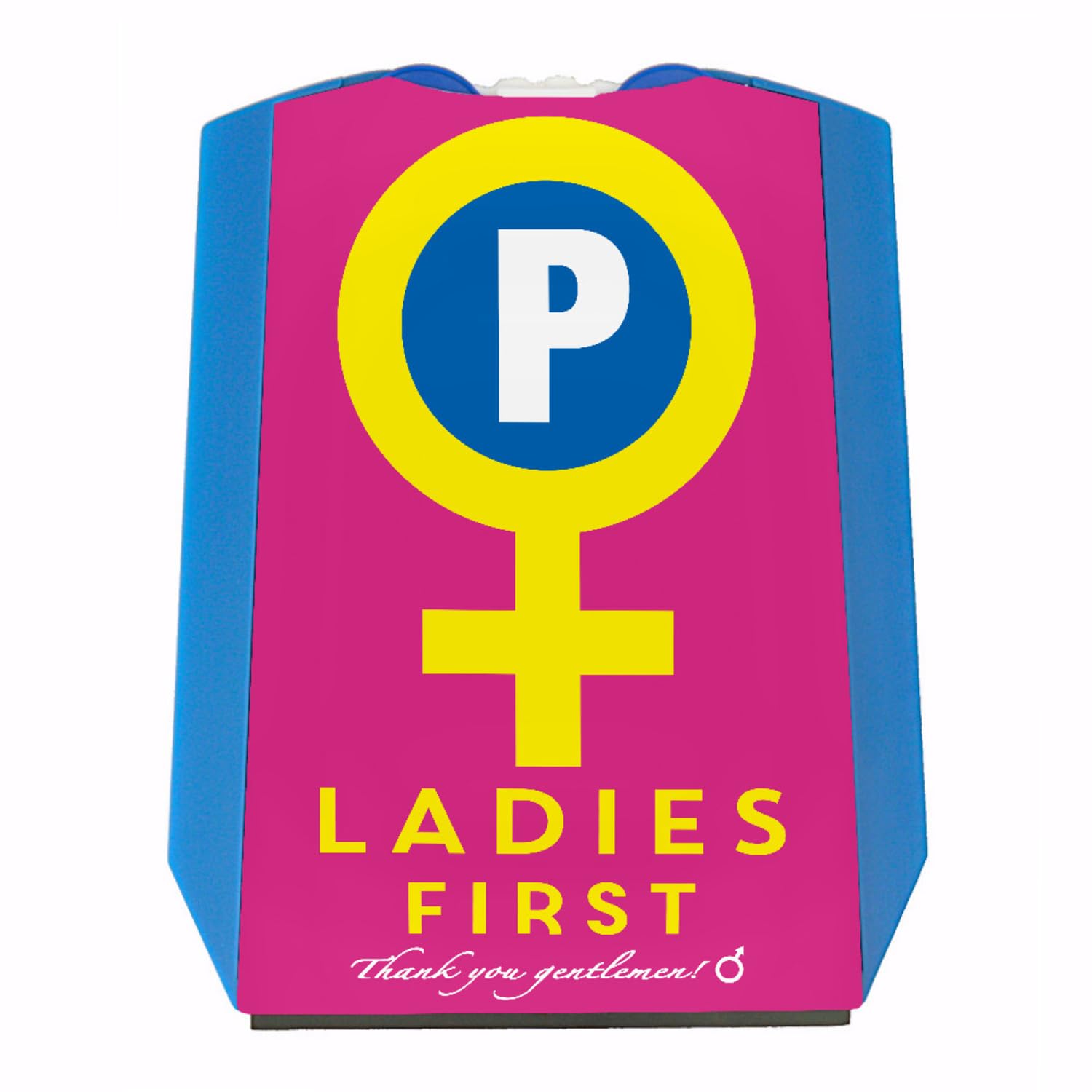 Venussymbol Ladies First Parkscheibe in Pink-Gelb mit 2 Einkaufswagenchips Eiskratzer Wasserabstreifer und Einkaufswagen-Chips Ladies parken Auto Parkplatz Parkhaus von speecheese