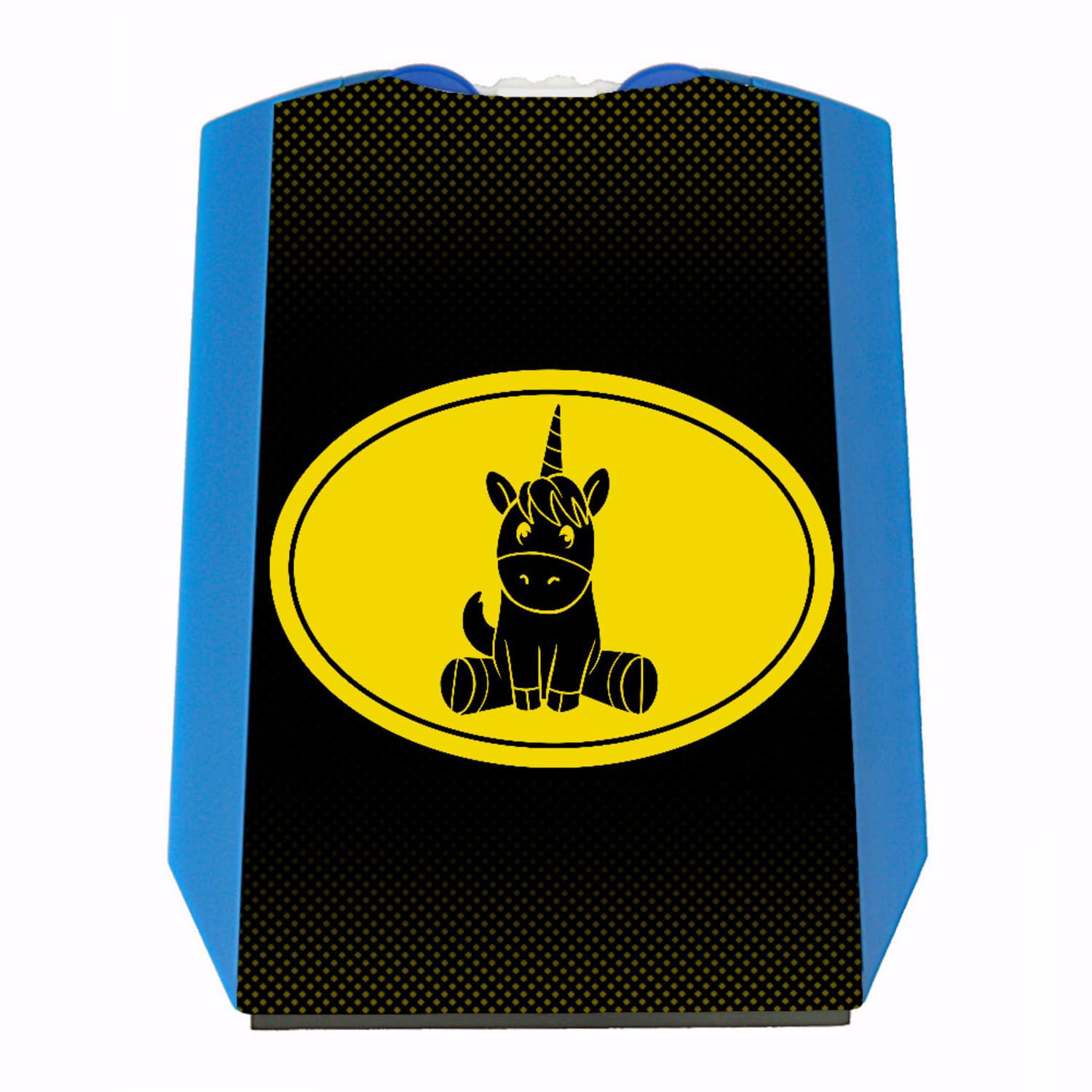 Witzige Parkscheibe mit Einhorn Superhelden-Logo Parkscheibe mit lustigem Motiv schwarz gelb als witzige Autodekoration für Fans von Action und Superhelden Filmen von speecheese