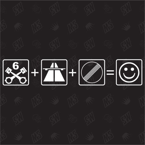 speedwerk-motorwear 6 Zylinder + Autobahn = Smiley - Aufkleber, Autoaufkleber, Sticker, Scheibenaufleber, Silhouette, Tuning, Design, Car, Umrandung, Styling, Zubehör, KFZ von speedwerk-motorwear
