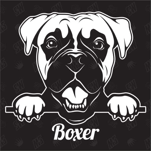 Boxer Version 2 - Sticker, Hundeaufkleber, Autoaufkleber, Hund, Auto, Hunderassen, Aufkleber, Mischling, Mix, Tiere, Haustier (AUCH MIT Wunschname MÖGLICH) von speedwerk-motorwear