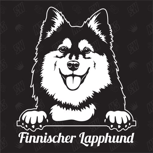 Finnischer Lapphund Version 1 - Sticker, Aufkleber, Hundeaufkleber, Autoaufkleber, Hund, Auto, Hunderassen, Mischling, Mix, Tiere, Haustier (AUCH MIT Wunschname MÖGLICH) von speedwerk-motorwear