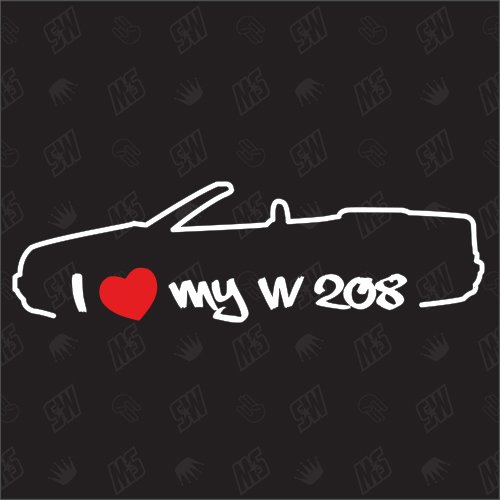 speedwerk-motorwear I Love My W208 - Sticker für Mercedes Benz, CLK Bj 97-03, Cabrio, Tuning Fan Aufkleber von speedwerk-motorwear