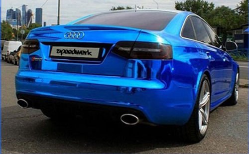 STRETCHABLE Chrom Blau für 3D Verklebung Car Wrapping, Spiegelfolie, Chromfolie 0,5m x 1,52m von speedwerk-motorwear