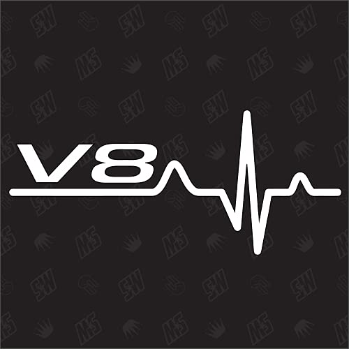 speedwerk-motorwear V8 Herzschlag - Sticker, Weiß, Vinyl, Minimalistisch, Aufkleber, Sticker, Herz, Outdoor, Fahrzeug, Metall von speedwerk-motorwear