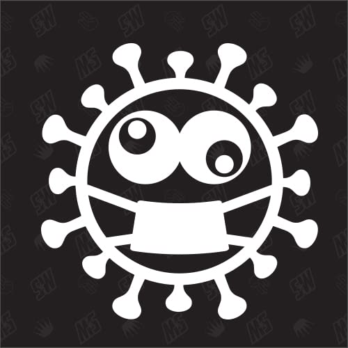 Virus Emote Smiley mit Maske krank - Sticker, Aufkleber, Autoaufkleber, Covid, Schaufenster, Scheibenaufkeber von speedwerk-motorwear