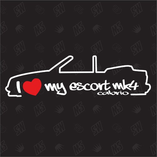 speedwerk-motorwear I Love My Escort MK4 Cabrio - Sticker Kompatibel mit Ford - Bj. 1986-1990 von speedwerk-motorwear