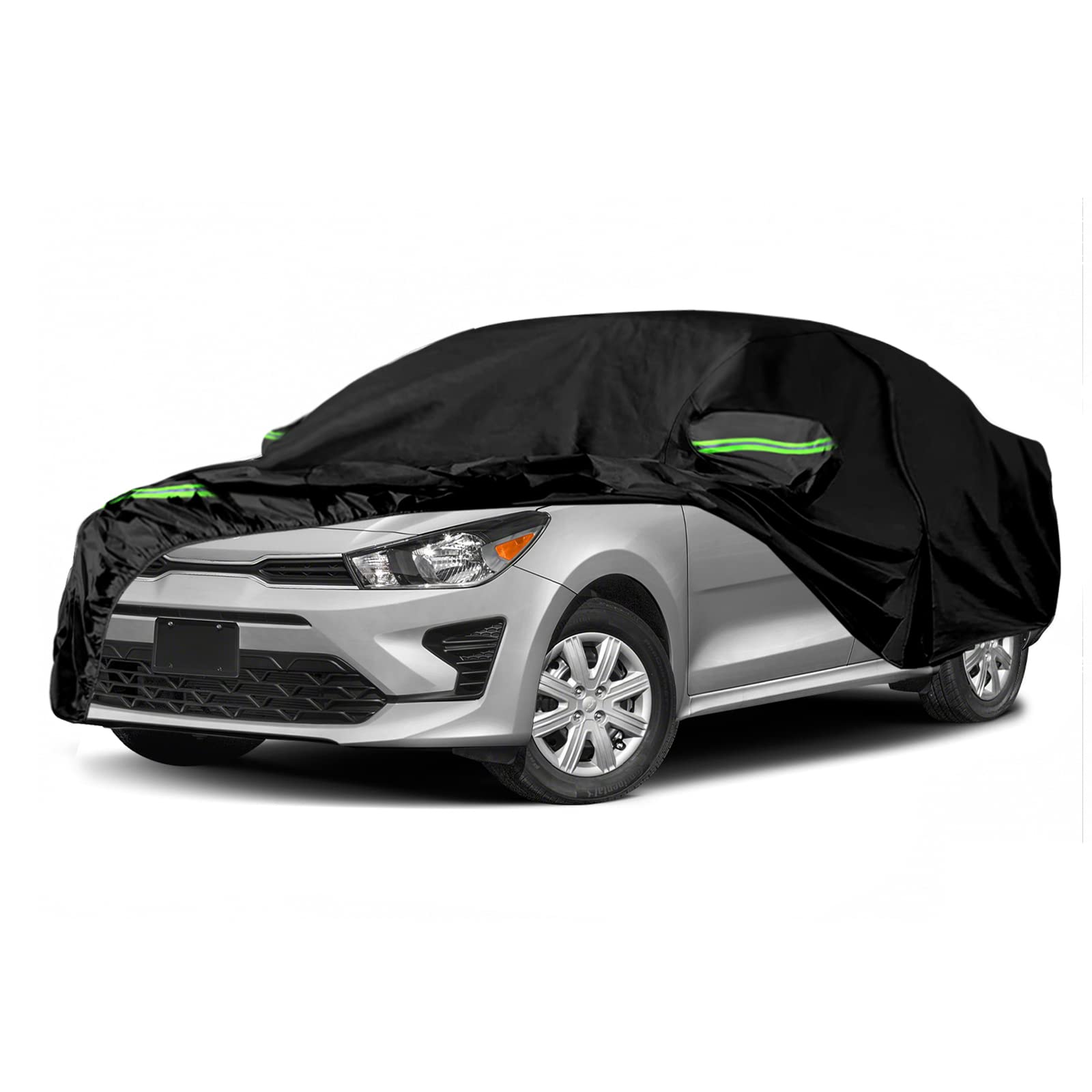 wasserdichte Autoabdeckung Ersatz für 2005–2023 Kia Rio, 6 Schichten Allwetter-Autoabdeckung mit Reißverschlusstür und winddichten Bändern für Schnee, Regen, Staub, Hagelschutz (Rio) von sportuli