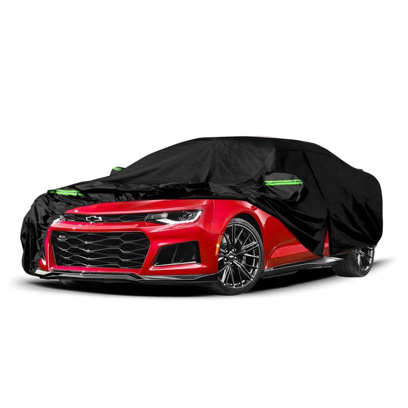 wasserdichte Autoabdeckungen, Ersatz für Chevy Camaro 2010–2024, 6 Schichten, für jedes Wetter, passgenaue Camaro-Autoabdeckung mit Reißverschluss-Tür, für Schnee, Regen, Staub, Hagelschutz von sportuli